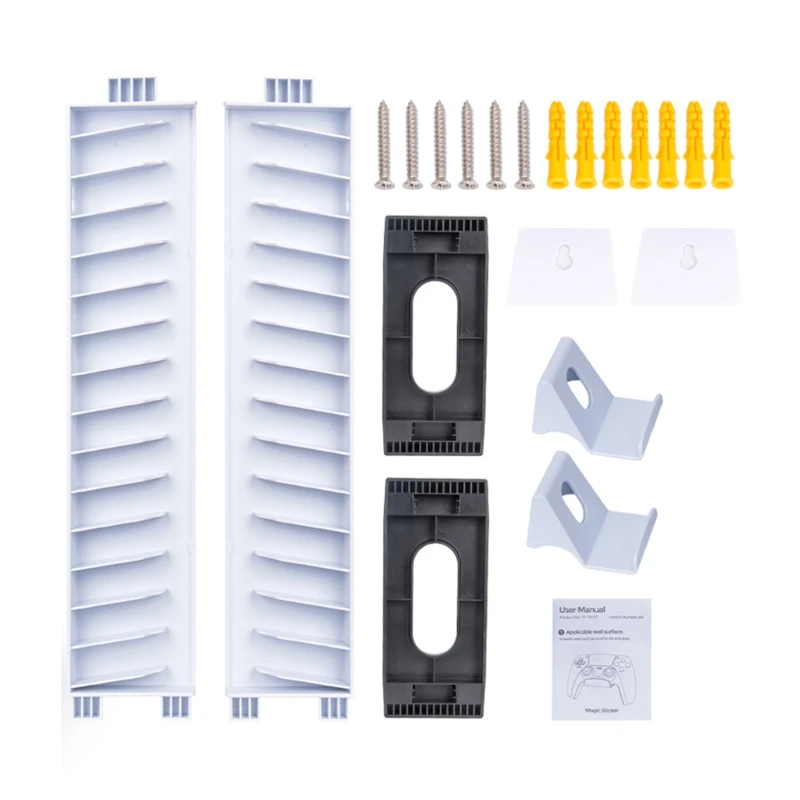 

14-slot Game Disc Storage Tower Holder Controller Hook Display Stand with Mounting Screws Compatible with PS5/XB Series