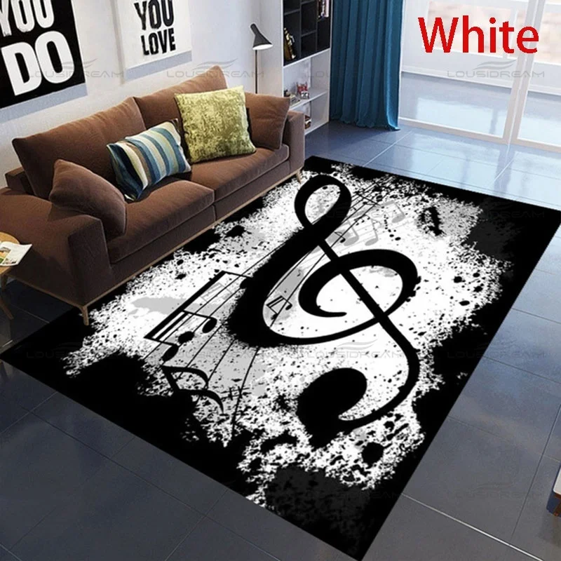

3D Music Symbol Decorative Carpet Square Flannel Carpet Modern Home Living Room Floor Mat Bedroom Rug