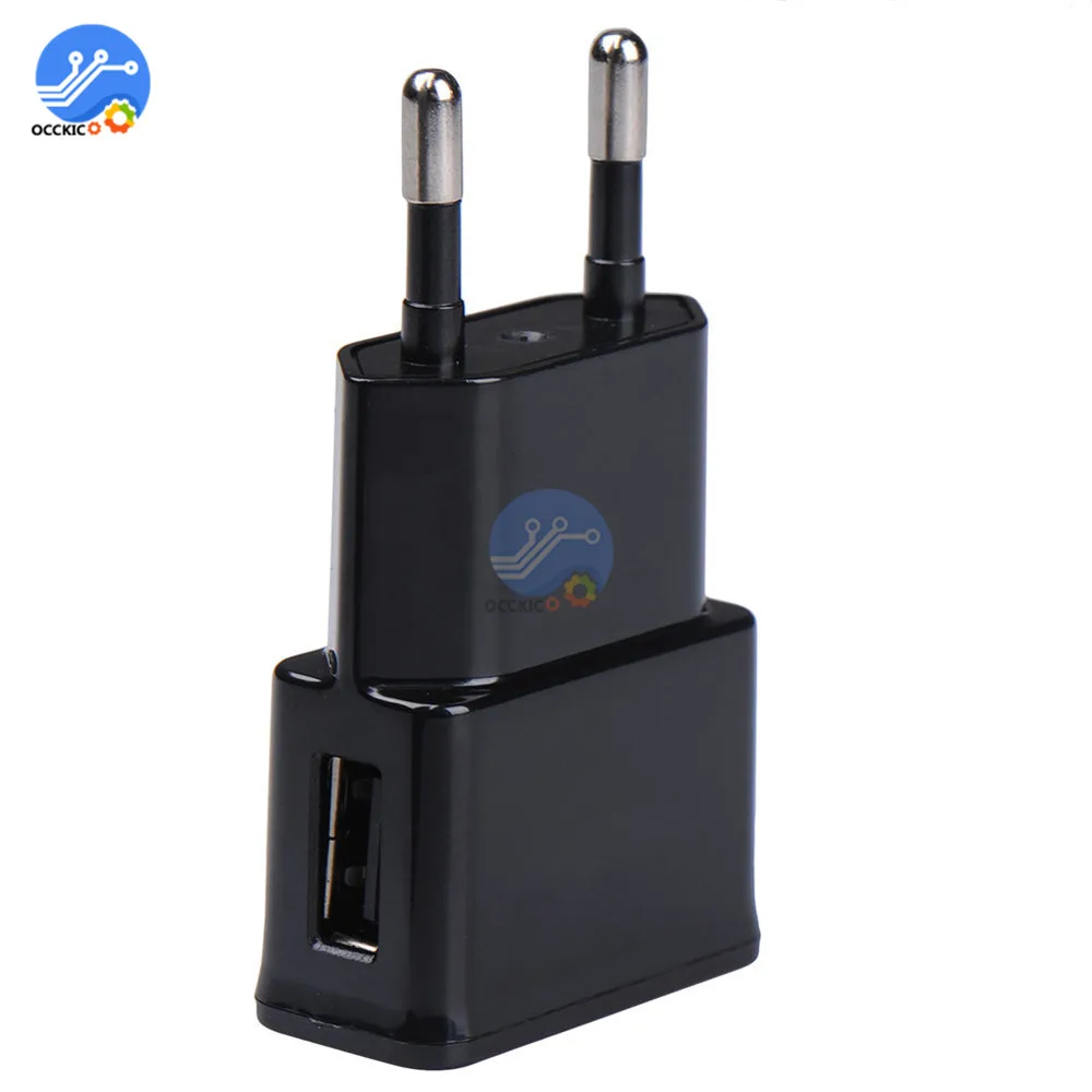 5V 2A USB Зарядное устройство головка Евросоюз переходник Мощность адаптер Черный Соединитель с 1 портом стены Зарядное устройство Быстрая зарядка для путешествий бытовой