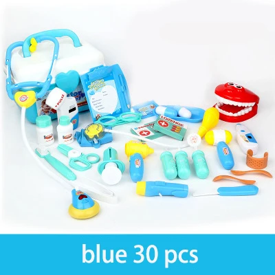 blue 30pcs Детское моделирование чемодана стетоскоп медицинское устройство ролевые игры Доктор игрушка портативный медицинский шкаф обучающая игра малыш - Цвет: blue 30pcs