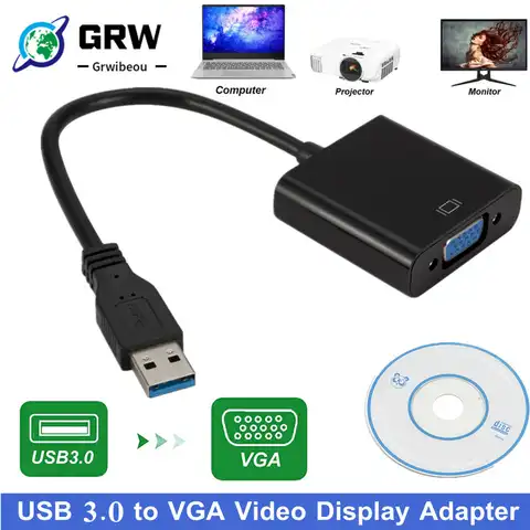 Адаптер для видеодисплея с USB 3,0 на VGA 1080P, внешний конвертер с несколькими дисплеями для проектора, ноутбука, монитора, ПК, Windows 7/8