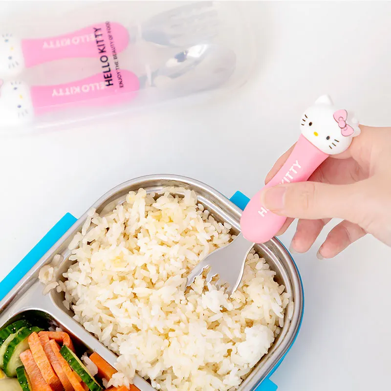 Рисунок Hello Kitty Нержавеющая сталь вилка ложка для грудничков с научиться есть