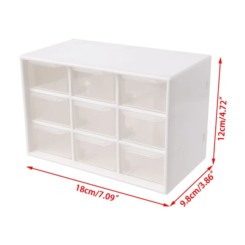 

9 Grid Drawer Plastic Storage Cabinet Desktop Makeup Bin Box Jewelry Organizer Box