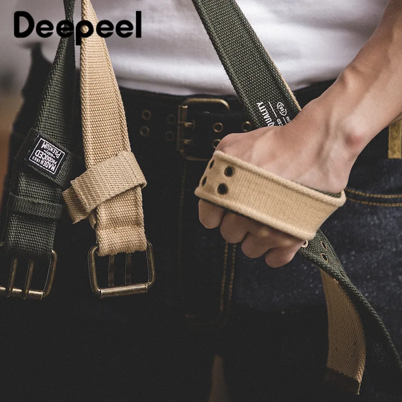 Deepeel 1 шт. 105 см мужской ремень с двойной пряжкой Холщовый пояс военные инструменты