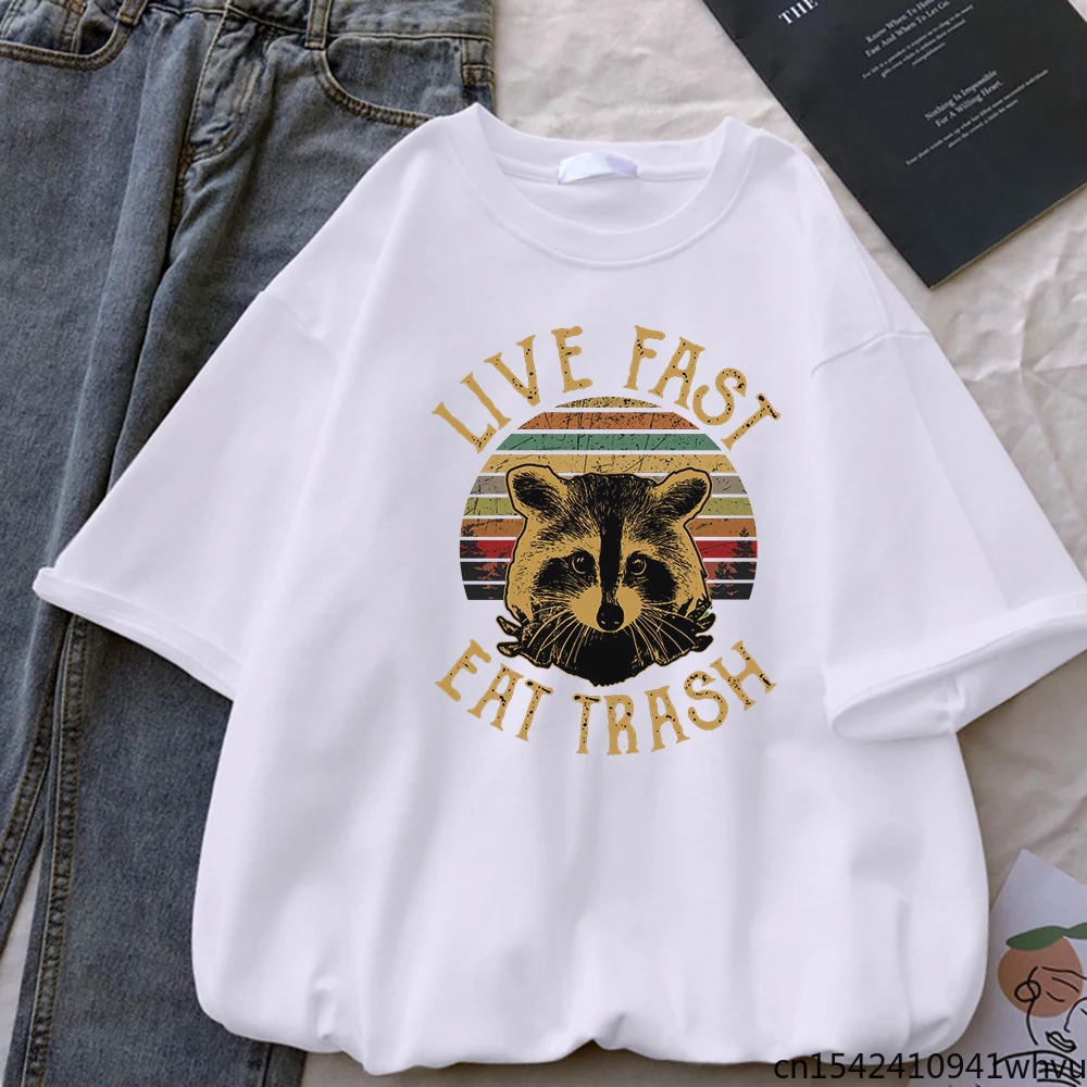 

Live Fast Eat Trash Creative Print Women T Shirts Manga Sport Harajuku O-neck Short Sleeve Fashion