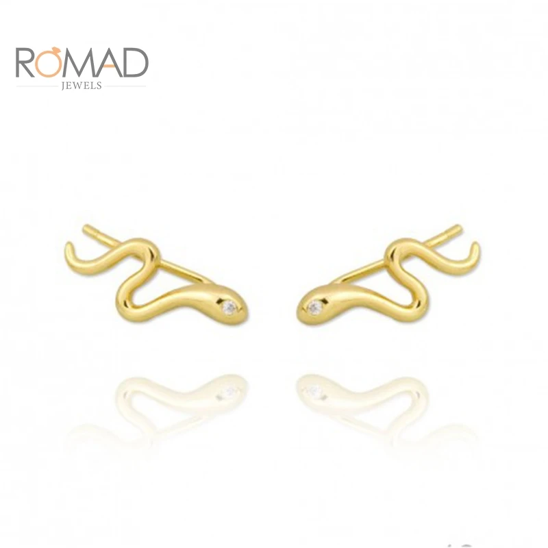 

Женские серьги ROMAD в виде змеи, серьги из стерлингового серебра 925 пробы с маленьким ушным крючком в виде животного, ювелирные изделия для же...