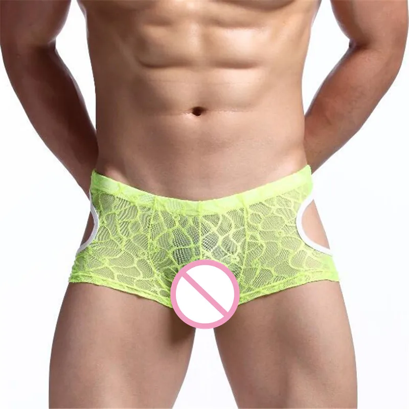 2020 мужские сексуальные полупрозрачные боксеры мягкие кружевные цветочные