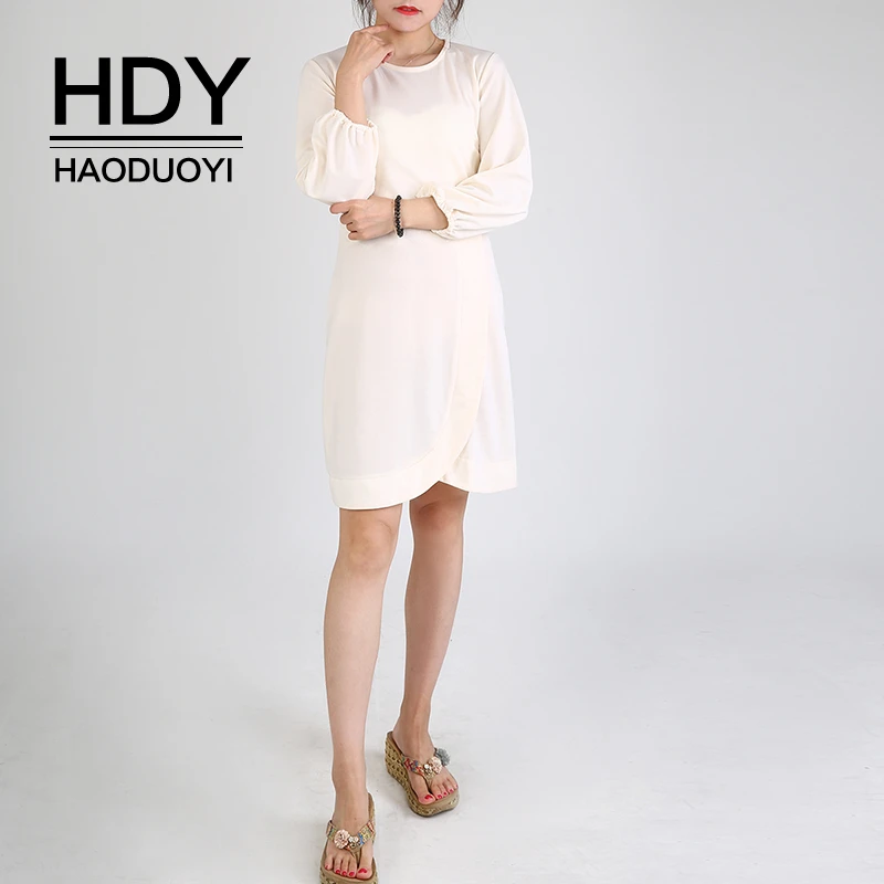 HDY Haoduoyi женское однотонное повседневное ТРАПЕЦИЕВИДНОЕ модное платье длиной до