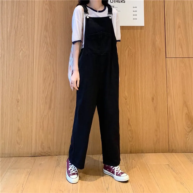

Fashion Women Black Cozy Suspender Trousers Spring Autumn Casual Overalls Pant Plus Size Daily Leisure Streetwear XXXXXL XXXXL