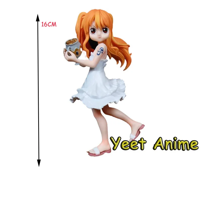

16CM Anime Child Figure One Piece Nami Cute Anime White Nami PVC Action Figure Static Collection Ornaments Doll Model Toy Gift