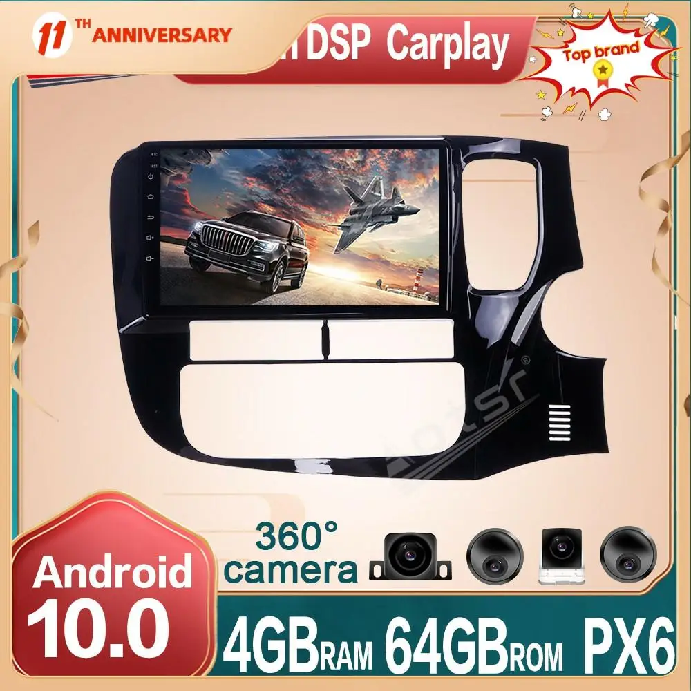 

Android 10 автомобильный радиоплеер 360 панорамные камеры автомобильный DVD-плеер GPS-навигация для Mitsubishi Outlander RHD 2014-2018 автомобильный радиоплеер