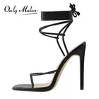 Женские сандалии Onlymaker, черные, с перекрестной шнуровкой, тонкие, большие размеры, для вечеринок