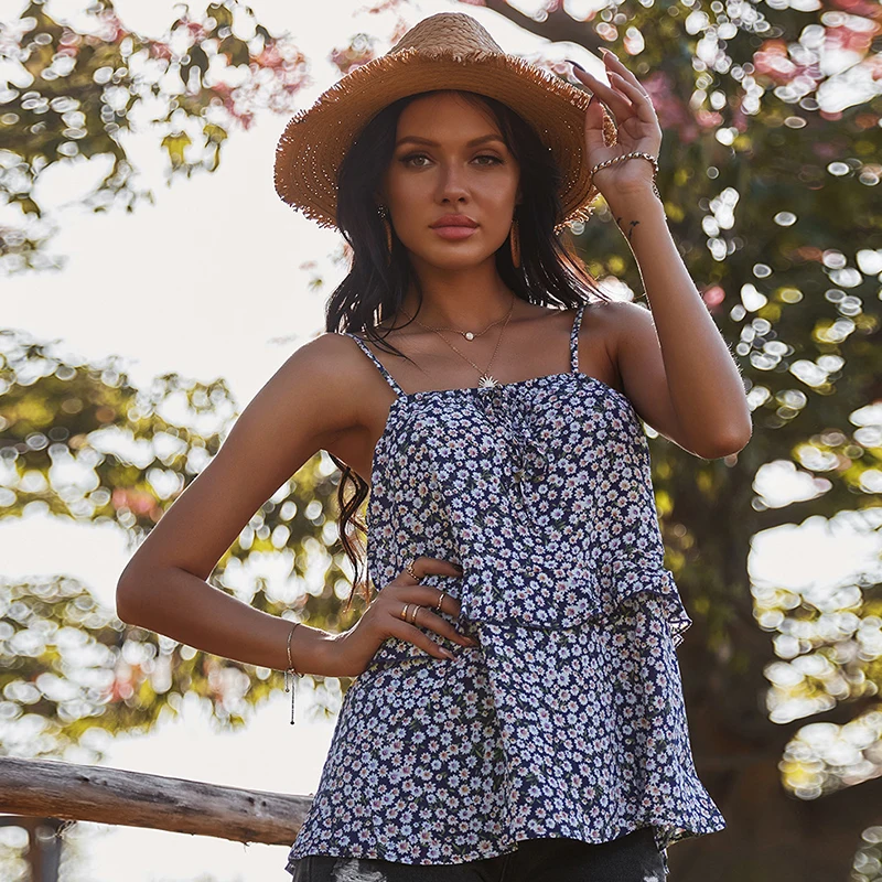 

Bohemia T-Shirts for Girls Fashion Printed Romantic Vacation Women's T-Shirt Halter Tops Women 2021 Casual Women's Sexy Top