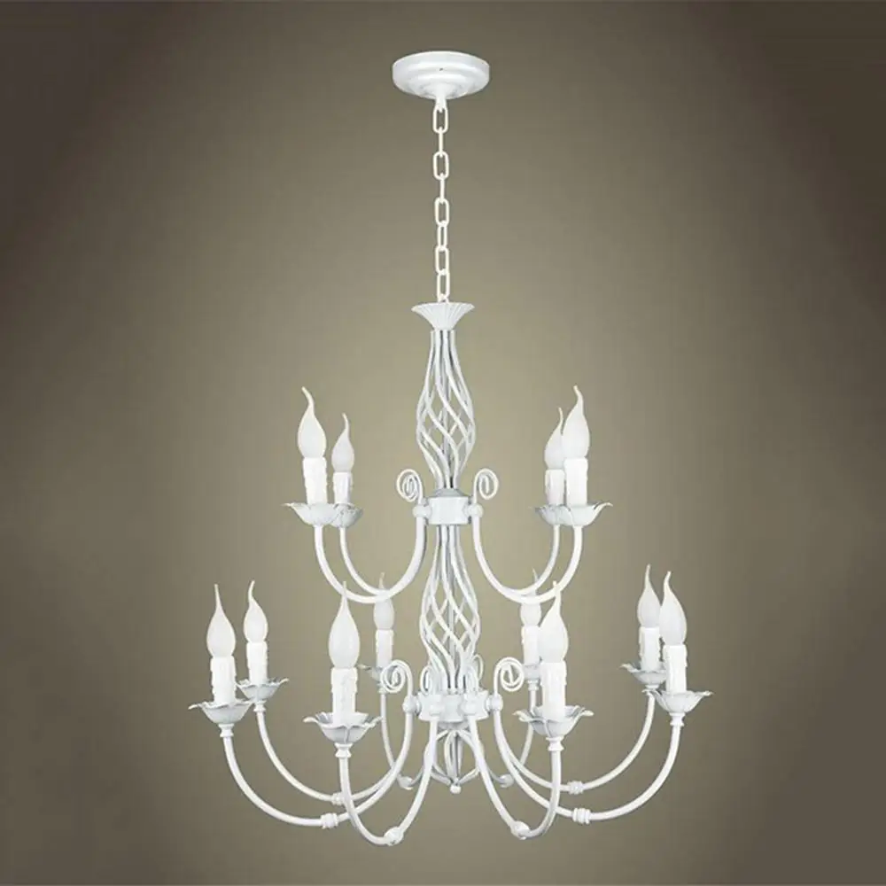 Современные китайские люстры двуслойные свечи вилла лестница светильник