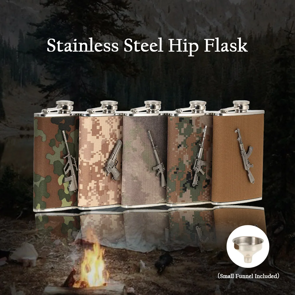 5 цветов фляга из нержавеющей стали с небольшой воронкой для кемпинга алкоголя