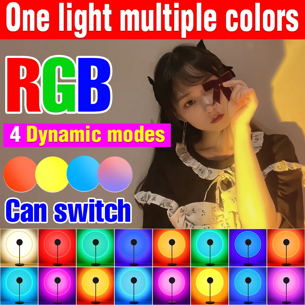 

LED Sunset Lamp Rainbow USB Light 5V RGB Sunset Projection Lights LED Night Light Bedroom Background Atmosphere Lamps Decoration