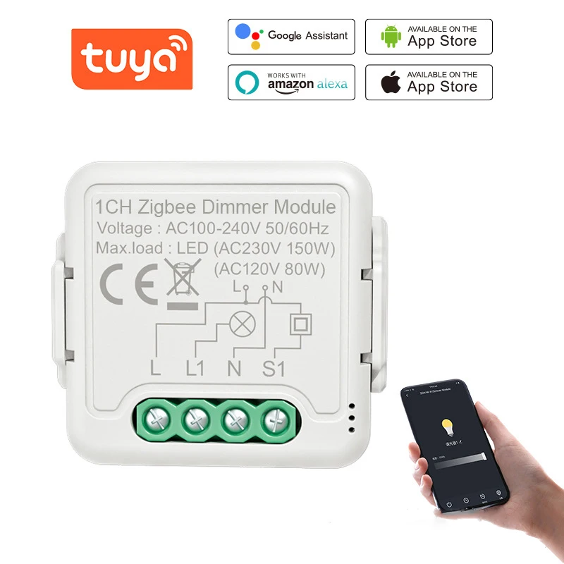 

Умный регулятор яркости Tuya Zigbee 3,0, модуль управления умным переключателем, работает с приложением, поддерживает Amazon Alexa Google Home