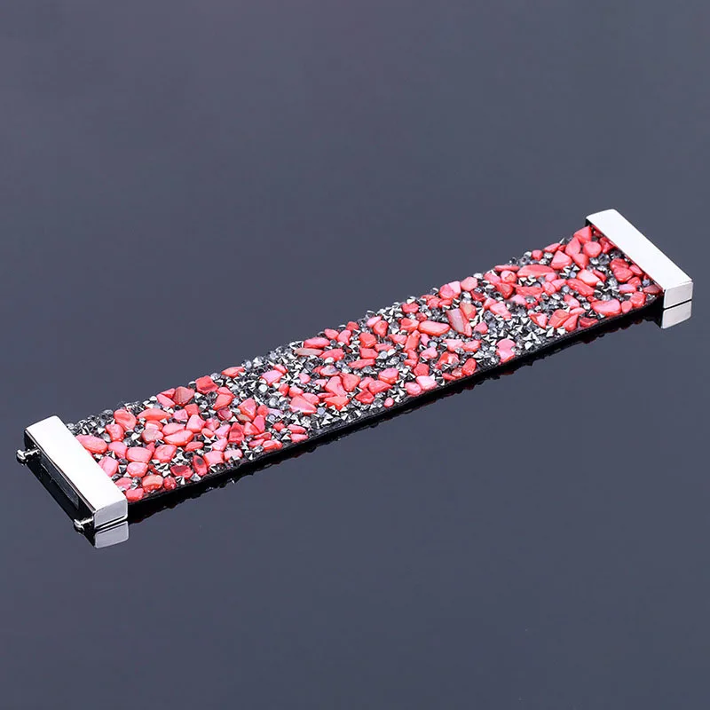 Панк Natutal Нерегулярные Гравий камень оболочки магнитной пряжкой широкий