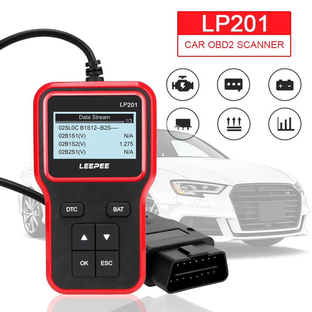 

Plug and Play Car Diagnostic Tool OBDII Universal Auto Accessories OBD 2 Scanner OBD2 Code Reader Digital Display LP201