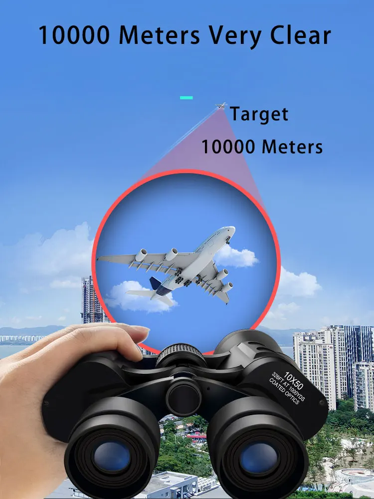 HD мощный бинокли с большим увеличением 20x50 большой дальности телескоп 50000 м
