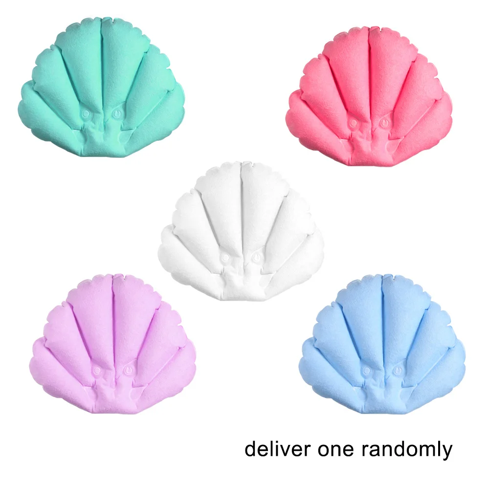 Надувная подушка для ванной комнаты с присосками в форме раковины шеи и плеч