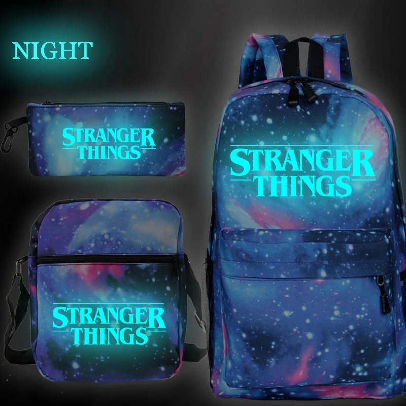 

Stranger Things 3pcs/set Luminous School Bags for Teenager Boys Girls Knapsack Women Men Mochila Backpacks