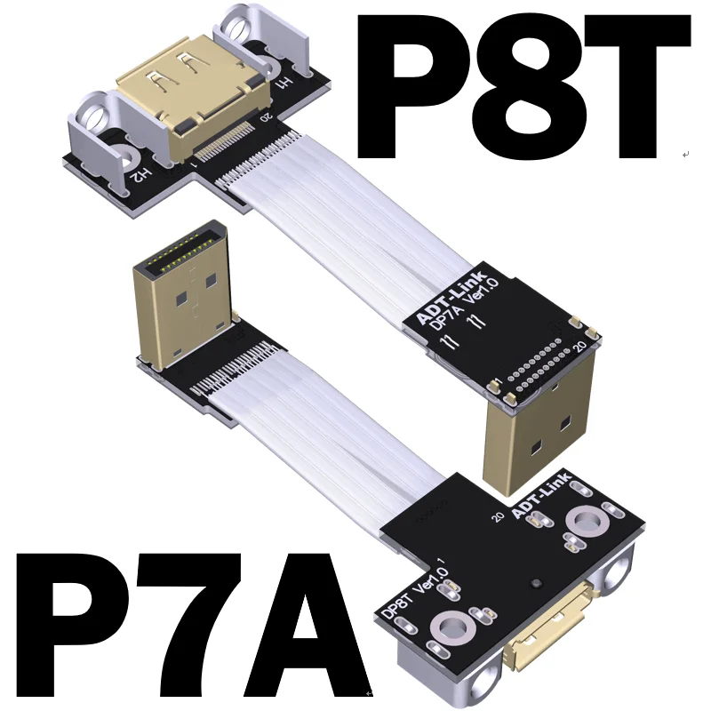 Displayport с видом от первого лица С ПЛОСКИМ КАБЕЛЕМ DP крышкой вверх/вниз скошенная