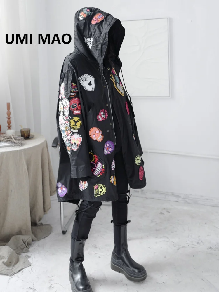 Женская свободная ветровка с вышивкой в виде черепа Y2K|Женские плащи и тренчи| |
