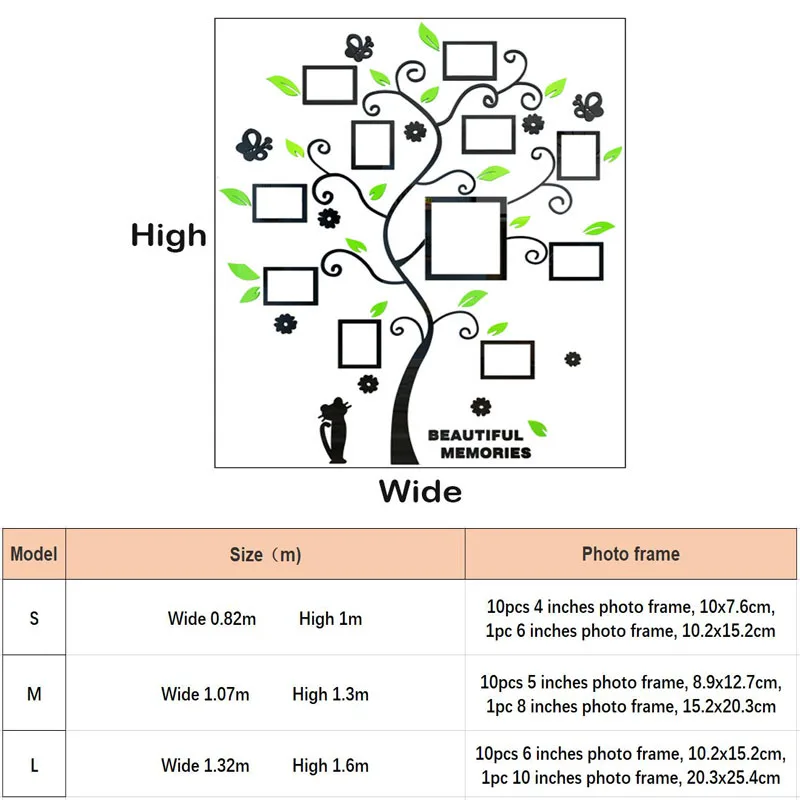 3D DIY фоторамка деревья акриловые наклейки на стены клейкие Семейные настенные