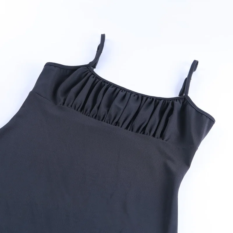 

Echoine Strap Ruched Pleated Fold Mini Black Dress Sexy Skinny Women Elegant Dresses Party Club Outfits Vintage Vestidos Summer