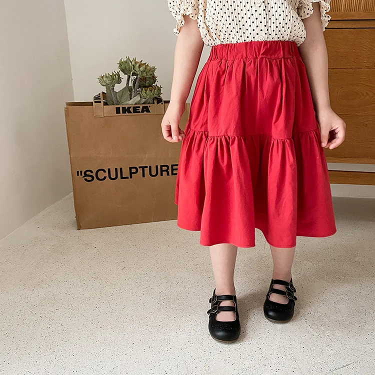 Летняя Милая однотонная Пышная юбка для маленькой принцессы хлопковая
