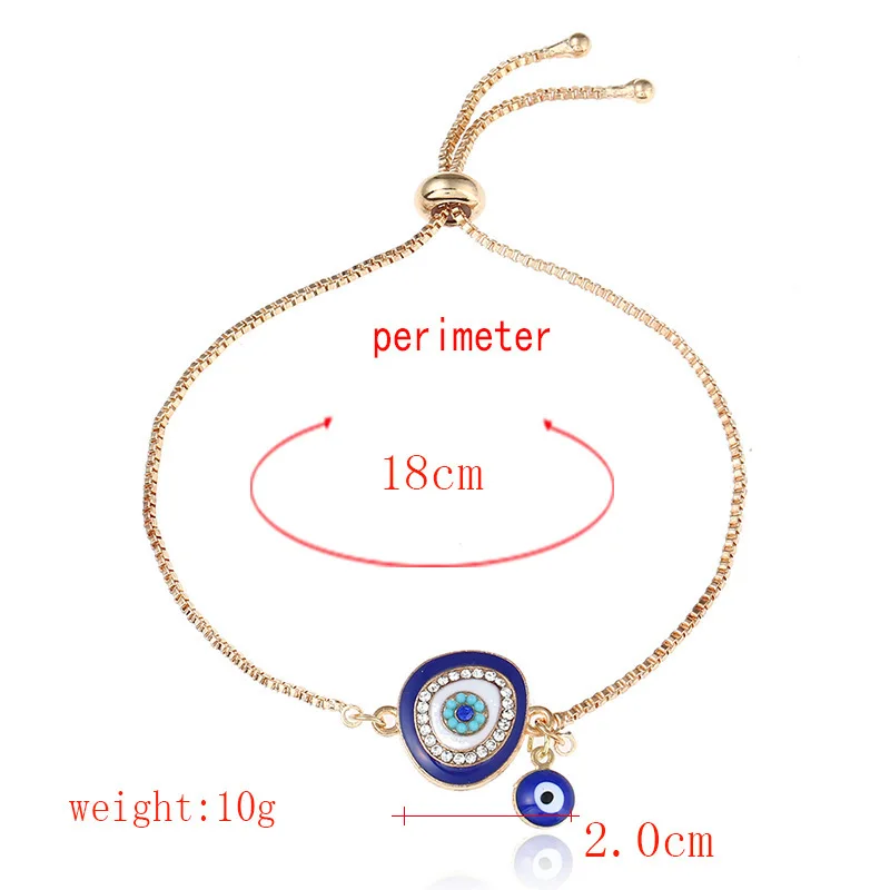 

2018 Turkish Lucky Blue Crystal Evil Eye Bracelets For Women Handmade Gold Chains Lucky Jewelry Bracelet Female