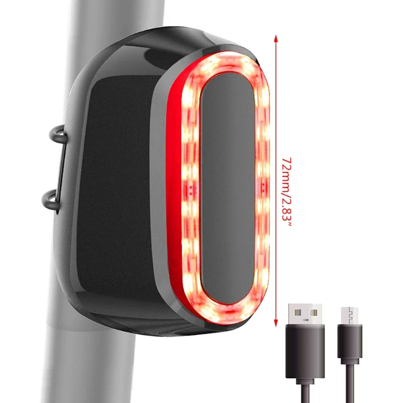 

Bicycle Rear Light Automatic LED Bike Brake Sensing Taillight USB Rechargeable with 6 Modes Cycling Rear Lamp