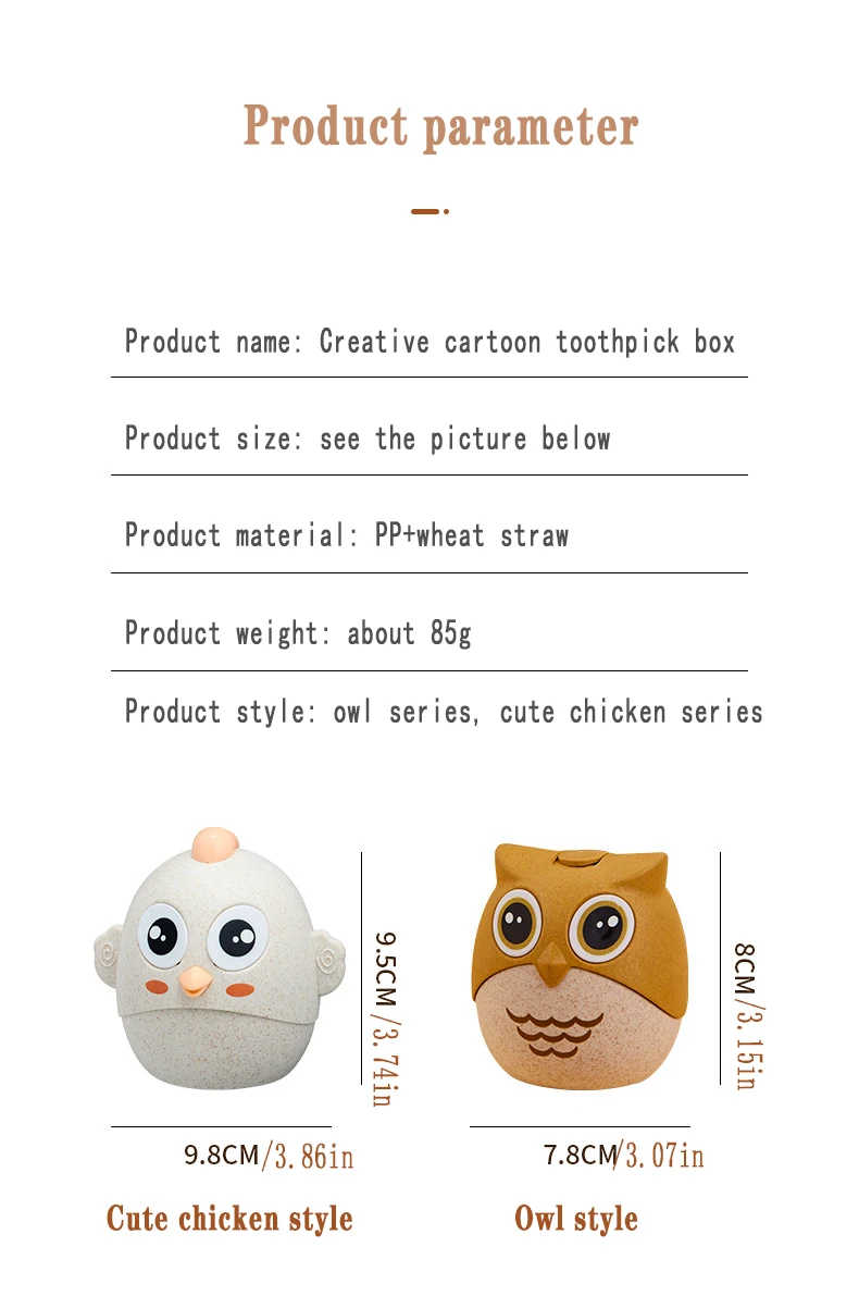 

Wheat straw material personality cute toothpick box funny toothpick box owl chick toothpick box can hold about 300 toothpicks