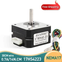 free shipping 1pcs nema17 stepper motor 17hs4223 0 7a 14n cm 23mm 4 lead 42 motor for mini cnc 3d printer