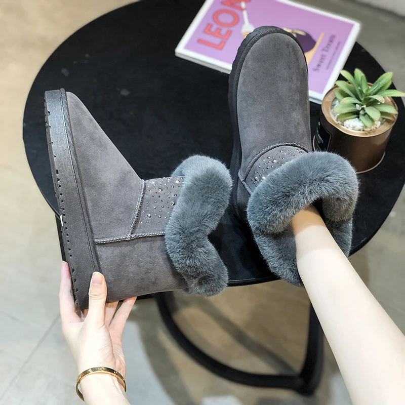 

Ankle Boots for Womens Platform Female Fur Boots Non-Slip Fashion Female Shoes Women Boots Furry Snow Boots Winter Shoes U11-20