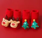 Рождественские Зимние носки из 100% хлопка для маленьких мальчиков и девочек, теплые носки в полоску на новый год, Нескользящие Детские носки, От 0 до 3 лет