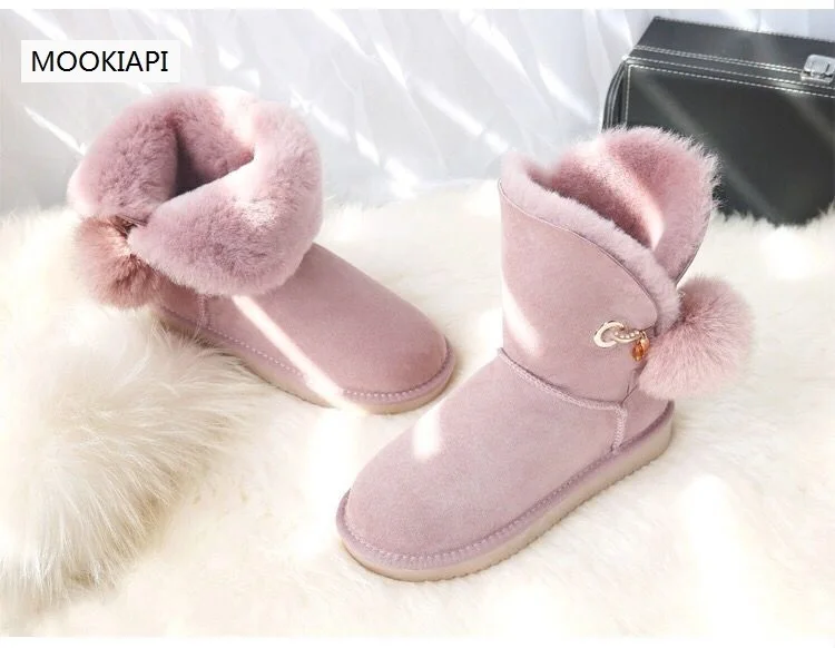 Новейшие зимние сапоги высокого качества в Европе 2019 г. Натуральная овчина 100%