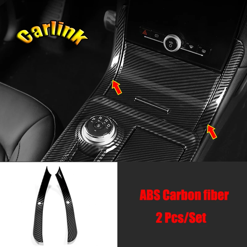 

ABS Carbon fiber For Ford Edge 2018 2019 2020 Car gear shift knob left and right guard frame Cover Trim Sticker Car styling 2pcs