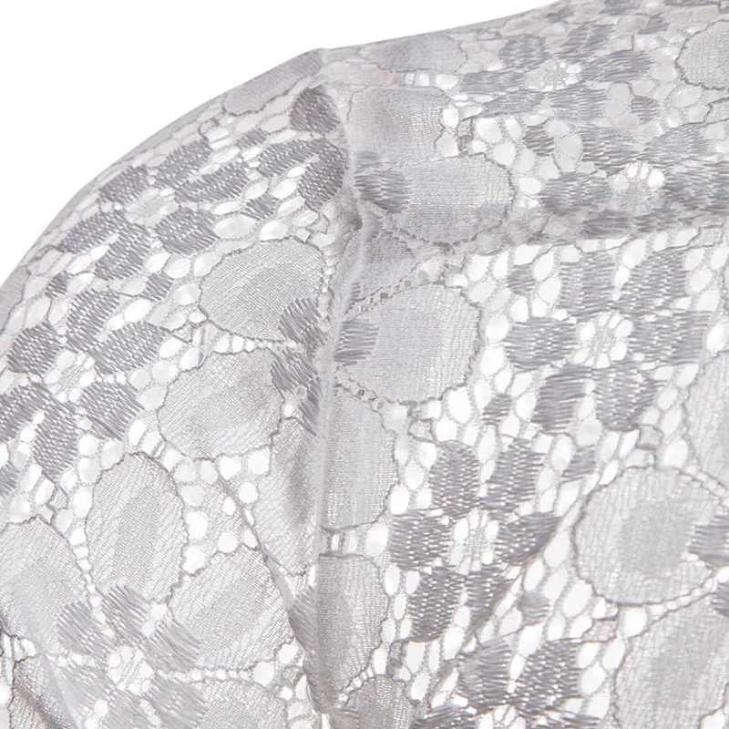 

European American Men's Clothing 2020 Autumn Winter Models Full Lace Solid Color Fashion Design Men's Long-sleeved Lapel Shirt