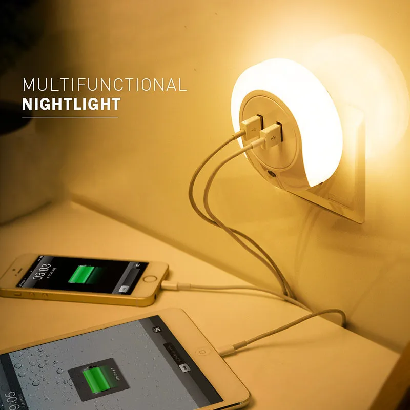 Светодиодный индукционный ночник с датчиком управления розеточный светильник 220