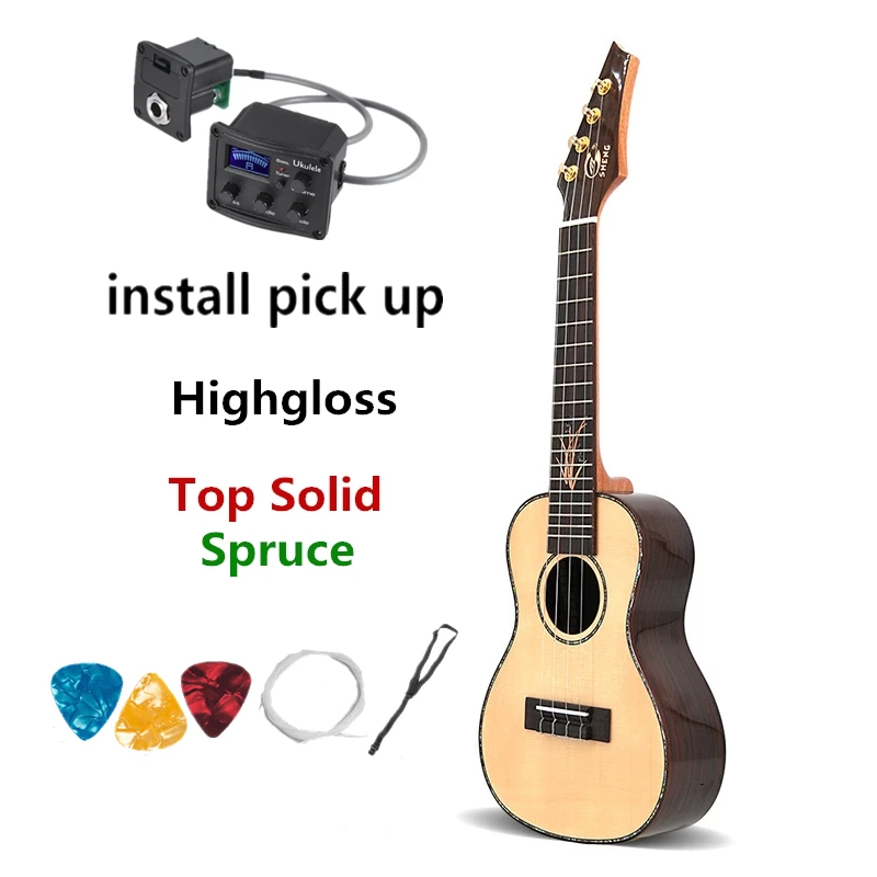 Верхний тенор для концерта из блестящей ели 23 дюйма светло блестящий мини гитара