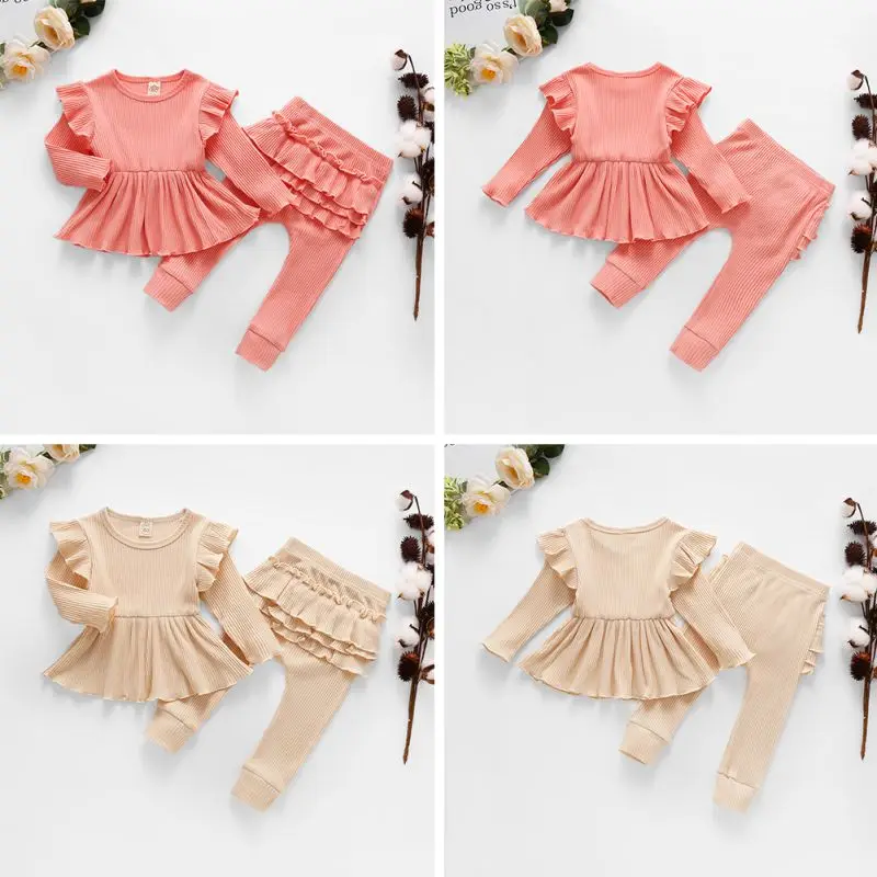 Осенне От 6 месяцев до 4 лет комплекты детской одежды из 2 предметов с длинными