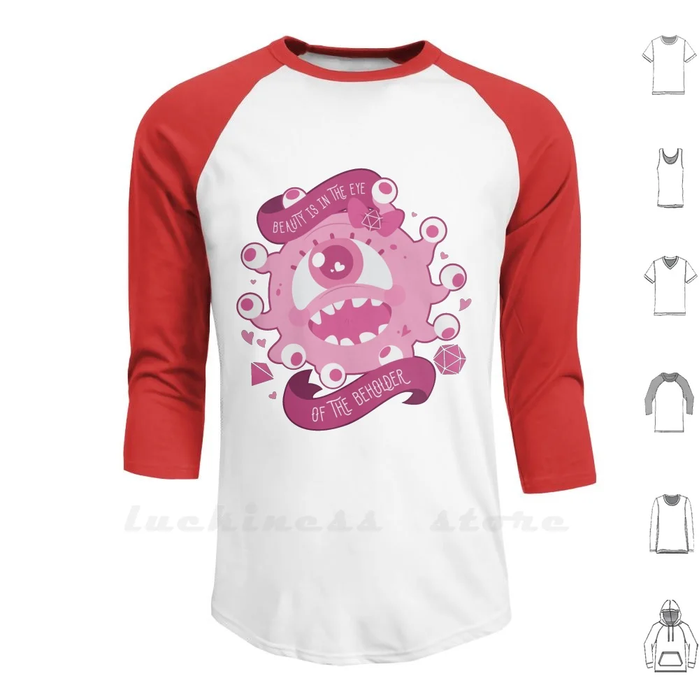 Kawaii Beholder Мужская Подростковая бейсбольная рубашка с длинным рукавом Dnd Monster