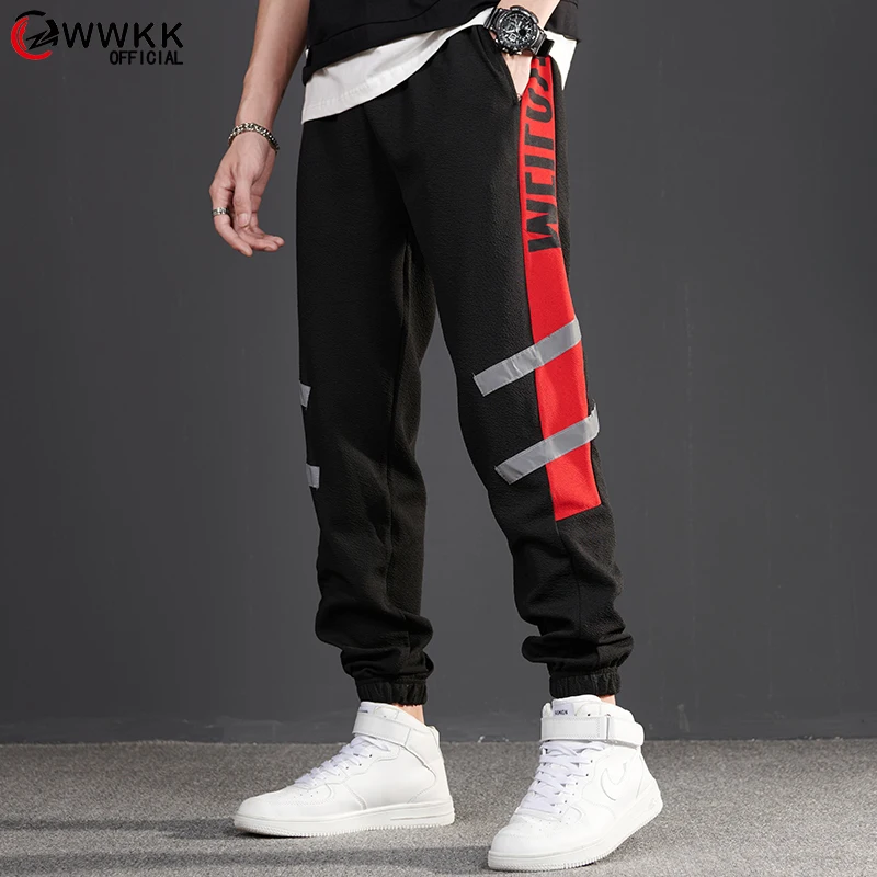 Мужские штаны для бега WWKK с боковыми полосками модель 2020 года светоотражающие