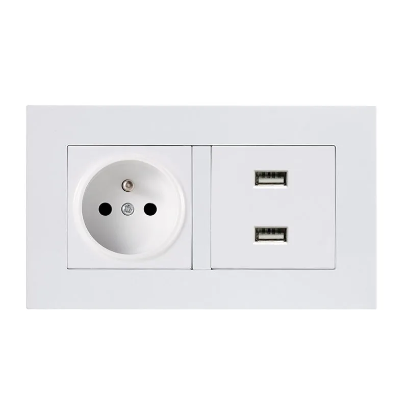 

French Standard USB Socket 146 Type Wall Concealed Usb Outlet Wall Electrical Socket PC Panel 16A 110-250V