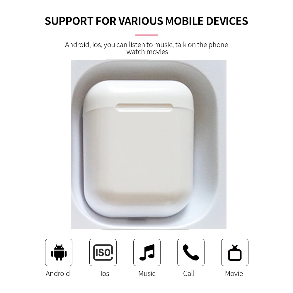 I12 tws Bluetooth 5,0 Гарнитура 3D стерео супер бас мини наушники беспроводные наушники с сенсорным датчиком для всех смартфонов