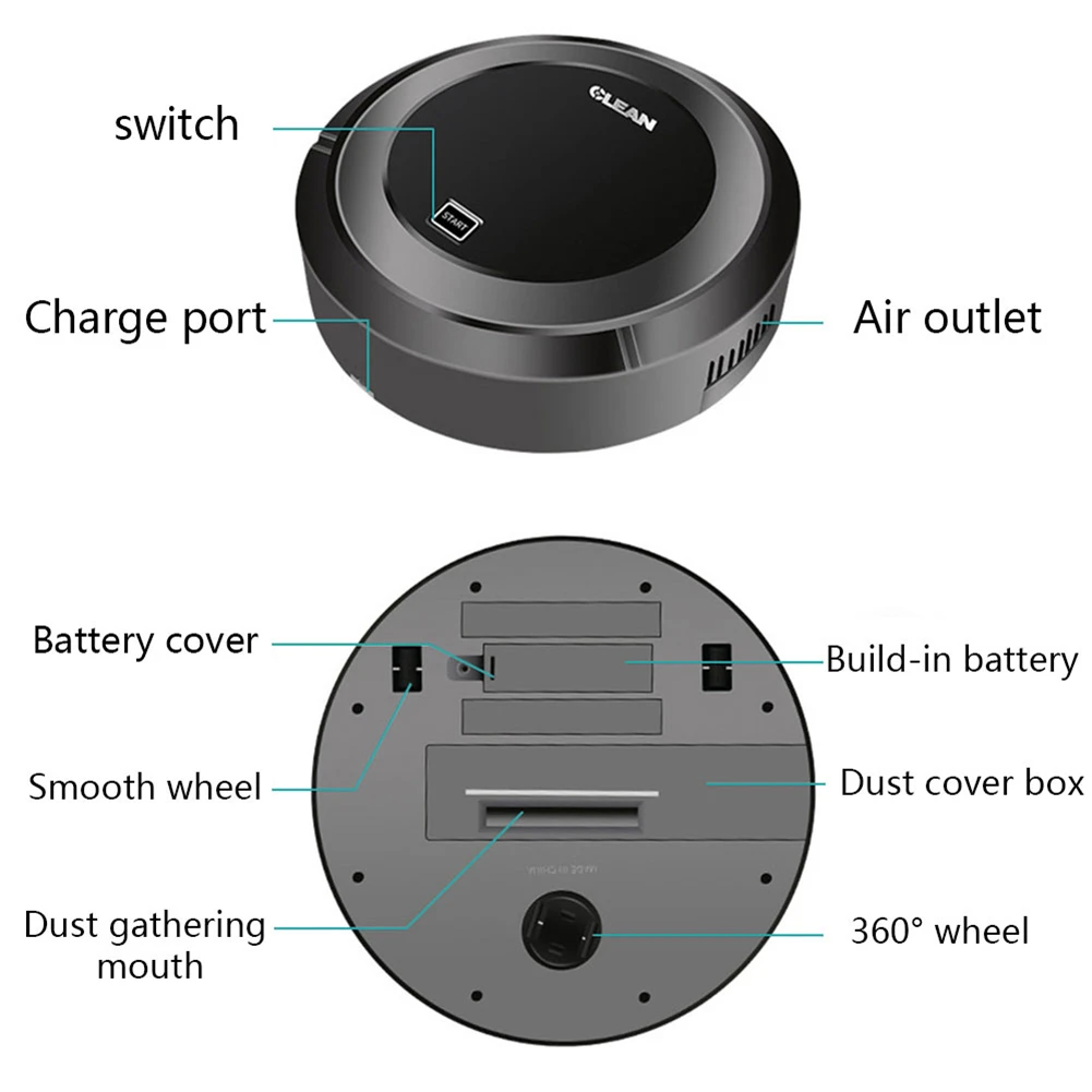 

Multifunctional Auto Smart Robot Floor Cleaner Rechargeable Dry Wet Mop Sweeping Vacuum Cleaner Strong Suction Home Clean