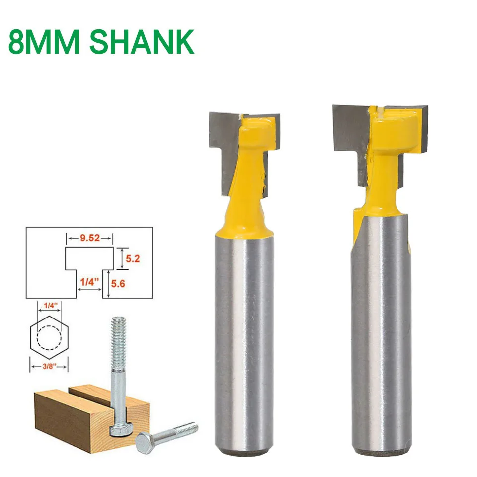 

8mm Shank T-type Keyhole Milling Cutter Router Bits Woodworking Wood Cutter Milling Cutters Frame Hanging Wall Cutting Tools