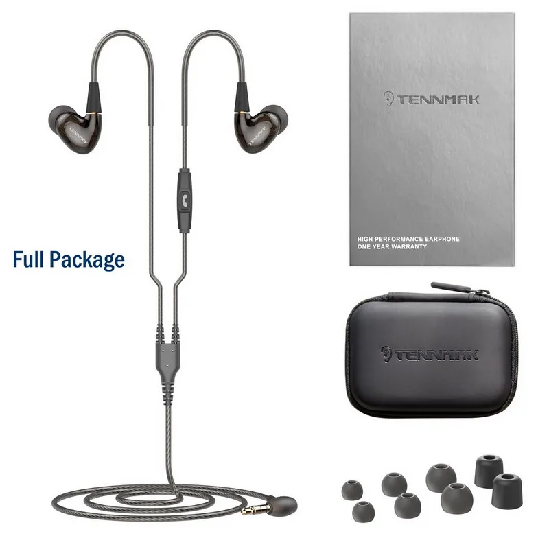 Профессиональные спортивные наушники Tennmak Pro с двойным динамическим драйвером MMCX